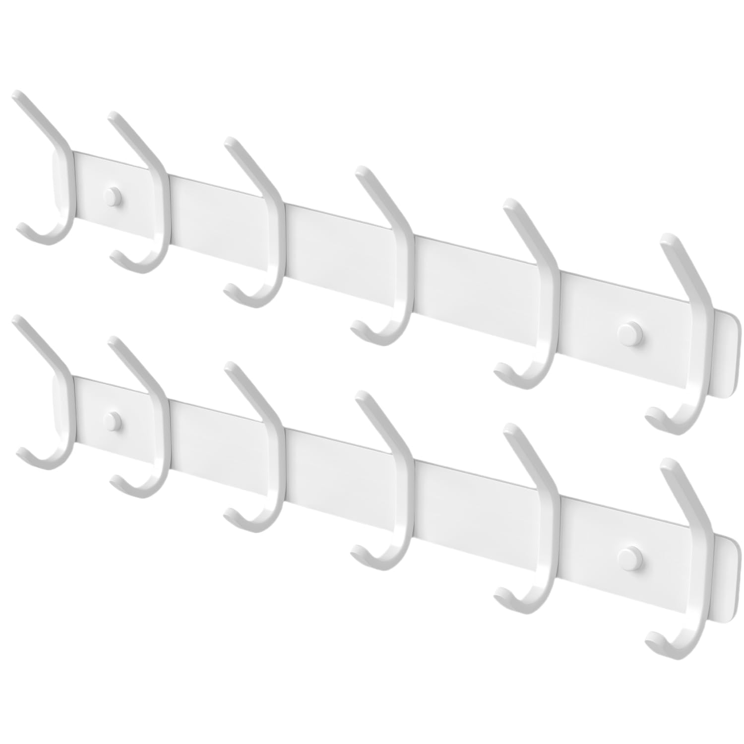 GWAAZXGZ Coat Rack Wall Mount Hooks - 15 Inch Matte White Metal 6-Hook Organizer Wall Mounted, Modern Kids Room, Entryway & Bathroom Hanger for Beach Towels, Coats, Purses, Bags (2 Pack)