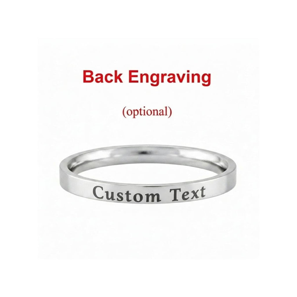 Love Statement Gifts Name Ring - Custom Text Stainless Steel Band Ring, Personalized Gift for Her & Him, for Valentines Day, Anniversary Birthday Graduation Christmas Bridesmaids Wedding