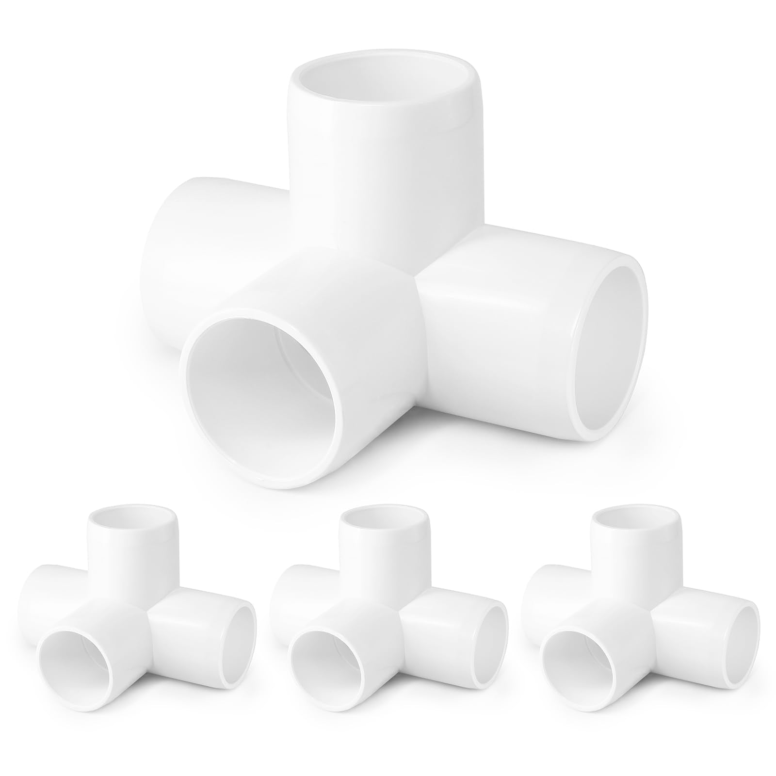 4 Way PVC Pipe Fittings 1 Inch, Zernmiarder White PVC Elbow Corner Side Outlet Tee Fitting, SCH40 Furniture Grade Pipe Connectors - Fits 1" Polyvinyl Chloride Pipes, 12 Pieces