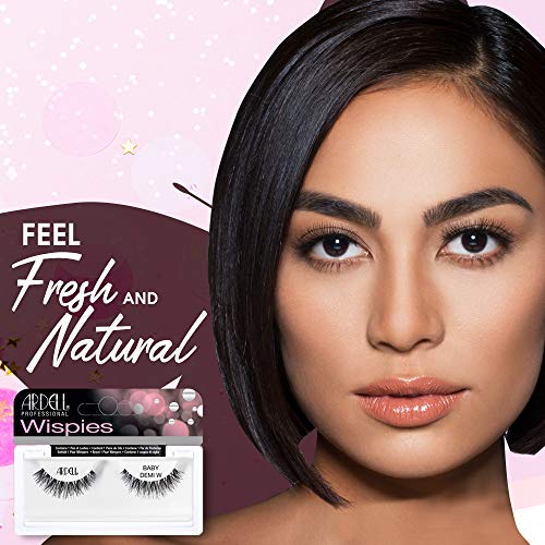 Ardell Wispies Eyelashes Baby Demi - Black, Soft Band Dramatic Volume Wispy Lashes, 4 Pack