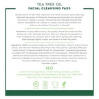 Desert Essence Tea Tree Oil Facial Cleansing Pads - Makeup Remover, Facial Cleanser & Toner with Organic Lavender & Chamomile - Travel-Friendly Personal Wipes for Clarifying Skin Care - 50 Pads