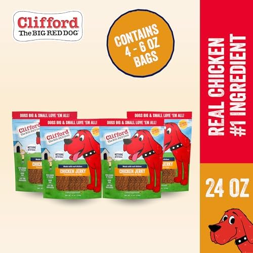 Clifford® Chicken Jerky Dog Treats | Healthy Dog Treats Small Dogs, Medium and Large Dogs | Real Chicken Jerky for Dogs, Grain Free, Rawhide Free Dog Chews - Just Two Ingredients (24oz)