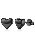 ChicSilver Black Heart Earrings for Women Sterling Silver Heart stud Earrings Hypoallergenic Black Earring 7MM