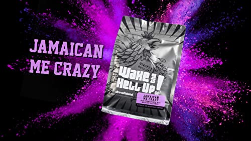 Wake The Hell Up! 12oz Ultra-Caffeinated Jamaican Me Crazy Ground Coffee, Low Acid, Medium-Dark Roast