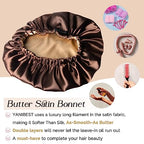 YANIBEST Double Layer Satin Bonnet Silk Bonnet Adjustable Hair Bonnet for Sleeping Hair Bonnets for Women Curly Natural Hair