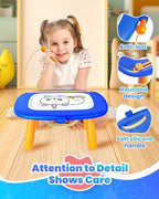 Toddlers Toys Ages 1-3, Magnetic Drawing Board, Doodle Board Pad Learning and Educational Toys for 18 Months Baby,1-3 Yr Kids Birthday Gifts - Dark Blue