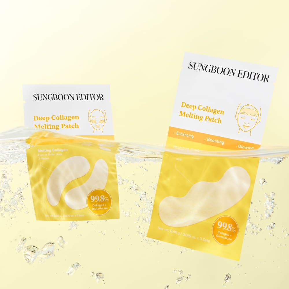 SUNGBOON EDITOR Deep Collagen Melting Patch | Collagen & Glutathione, Hydrating Patch, Firm-Looking Skin for Fine Line Care, Spot Care, Collagen Patches, Eye Area Care Patch, Korean Skincare,1.13 oz