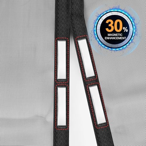 Magnetic Screen Door Left Right Side Opening Polyethylene Terephthalate Mesh Greater Than Fiberglass and Polyester Easy Install Fit Door Size 32"x80"(Screen:35"x82")