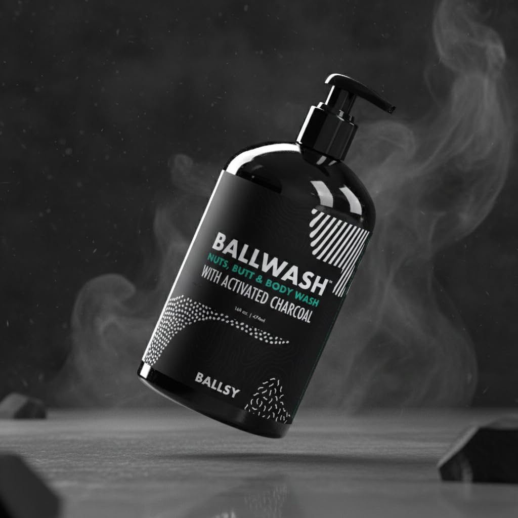 Ballsy Ballwash Charcoal Body Wash for Men - Moisturizing Men’s Bodywash with Coconut Oil – Soap for Men & Great for your Most Intimate Areas, 16 Oz