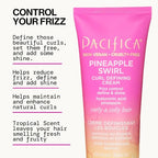 Pacifica Pineapple Swirl Curl Defining Cream – Bounce, Frizz Control & Curl Enhancer Styling Cream for Curly Hair & Wavy Hair – Coconut Oil & Hyaluronic Acid For No-Crunch Hold – Cruelty-Free – 4-oz