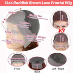 Reddish Brown Lace Front Wigs Human Hair Pre Plucked 13X6 Body Wave Lace Front Wigs Human Hair with Baby Hair Colored Red HD Lace Frontal Wigs 180% Density Human Hair Wigs For Women 32 Inch