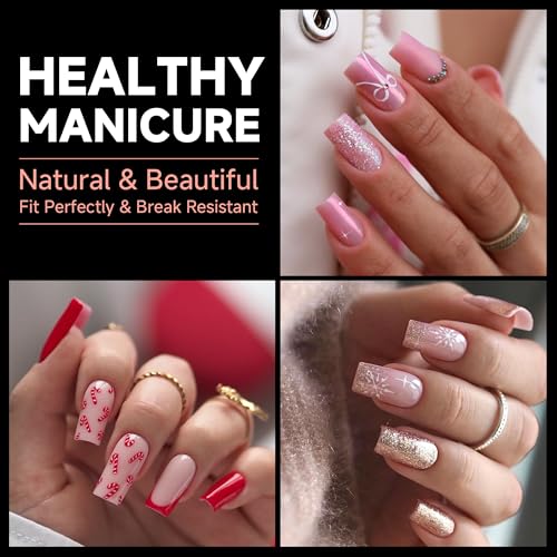 UNA GELLA 504Pcs Medium Square Nail Tips, Acrylic French Pre-shape Matte Full Cover Soft Gel x Nails, Fake Nails for Nail Extension Home DIY Art Salon 15 Sizes Press on False Nails
