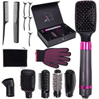 5 in 1 Hair Dryer Brush, Negative Ion Electric Hot Air Blow Dryer Brush Comb (black-red)