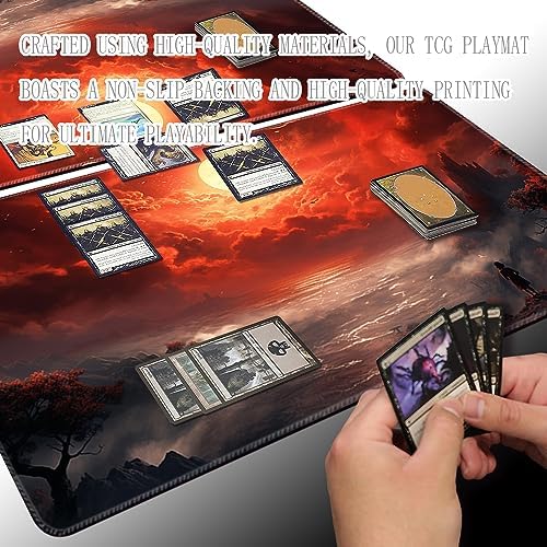 MTG Playmat Size 24x14in Free Storage Bags Non-Slip Backing Printing, Ideal for Card Game Enthusiasts TCG Playmat (No with Zone,Bloody Night)