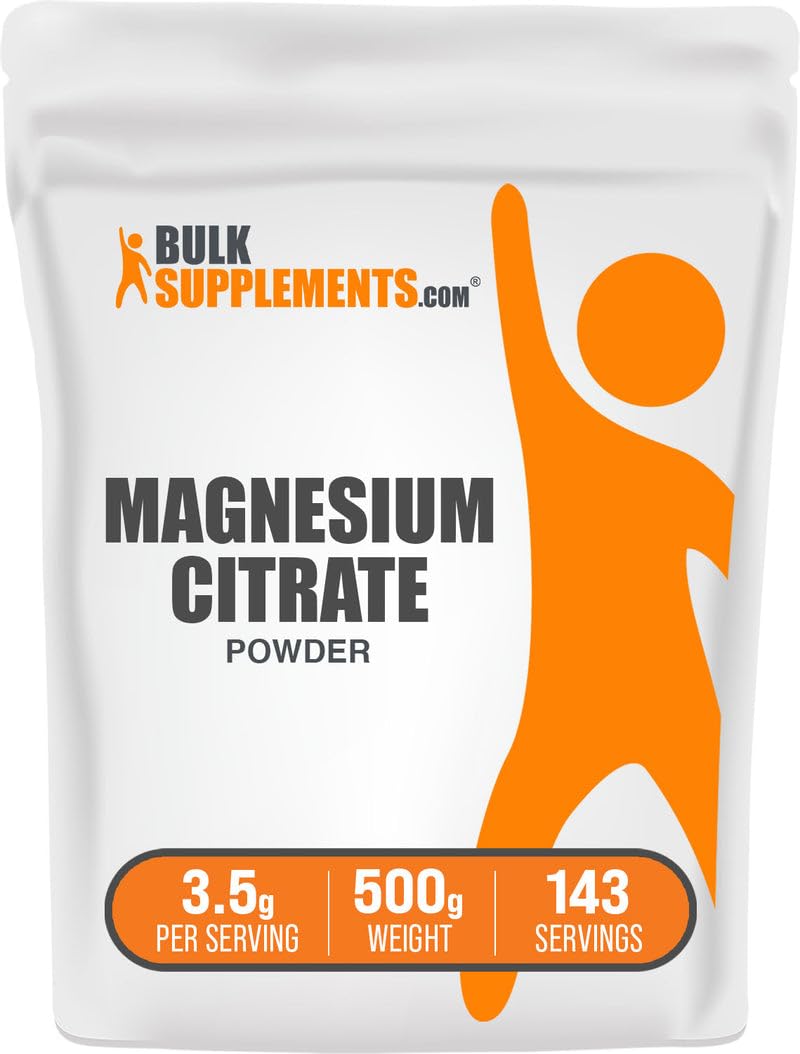 BulkSupplements.com Magnesium Citrate Powder - Magnesium Supplement, Mineral Supplement - Pure & Gluten Free, 3.5g per Serving, 500g (1.1 lbs) (Pack of 1)