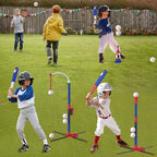 4 in 1 T Ball Sets for Kids 3-5 with Toss and Catch Ball Set, Hanging Tee Stand with Auto Pitching Machine/ 2 Bats, Indoor Outdoor Toys Birthday Baseball Gifts for Toddler Boys Girls, Blue