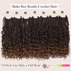 Goddess Box Braids Crochet Hair 10 Inch Bohemian Box Braids Crochet Hair with Curly Ends Boho 3X Synthetic Crochet Braiding Hair for Women (7 pack, 1b/30#)