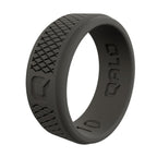 QALO Men's Silicone Ring, for Men - Mens Crosshatch, Dark Grey, Size 10