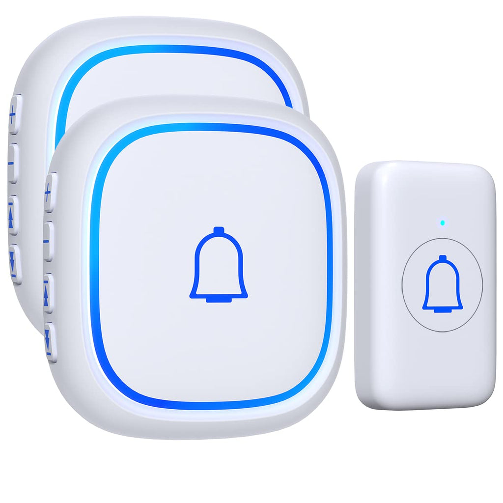 Wireless Doorbell with 2 Receivers IP66 Waterproof 1000ft Range Door Bell for Classroom Teachers with 66 Ringtones 7 Levels Volume 115dB and LED Flash Memory Function Doorbell Chime for Home Playhouse