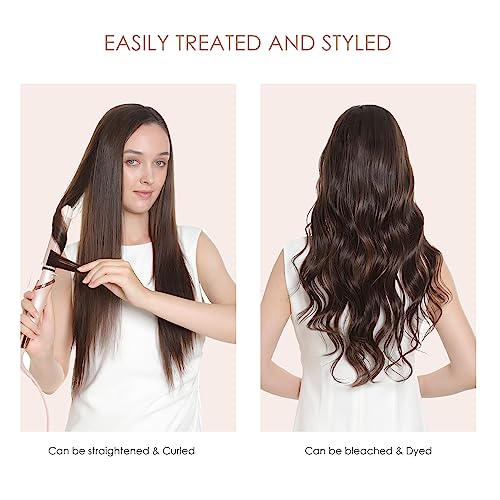 Sisily Clip in Hair Extensions Real Human Hair, 140g 7pcs Human Hair Clip in Hair Extensions Burgundy Red, Hair Extensions Real Human Hair Clip ins 16 Inch Straight Double Weft