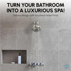 Luxury Spa Series , 6 Spray Setting, 4.5 Inch Adjustable High Pressure Shower Head Fixture for Hard Water, 360-Degree Tilt Massage Shower System - Brushed Nickel
