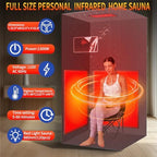 Full Size Portable Infrared Home Sauna, Upgraded Personal Sauna Box with 660nm Red Light Therapy Lamp, Separate Heating Foot Pad and Portable Chair for Relaxation Detox