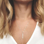 Turandoss 14K White Gold Plated Silver Layered Necklace for Women Jewelry