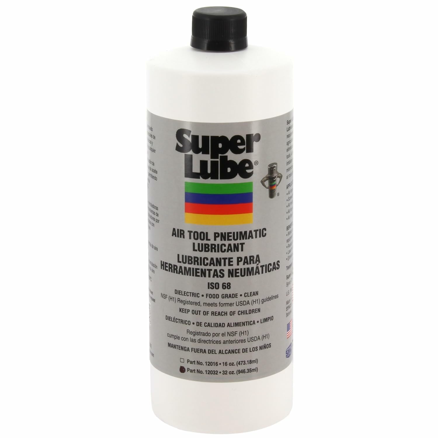 Super Lube Air Tool Pneumatic Lubricant - Long-Lasting Lubrication for Tool Repair - Moisture Resistant - NSF Food Grade - Eliminates Rust & Corrosion - Translucent - Bottle - 1 qt (12032)