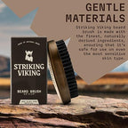 Striking Viking Boars Hair Beard Brush for Men - 4.2" Ergonomic Design with Naturally Derived Beach Wood - For Men's Beard & Mustache Care