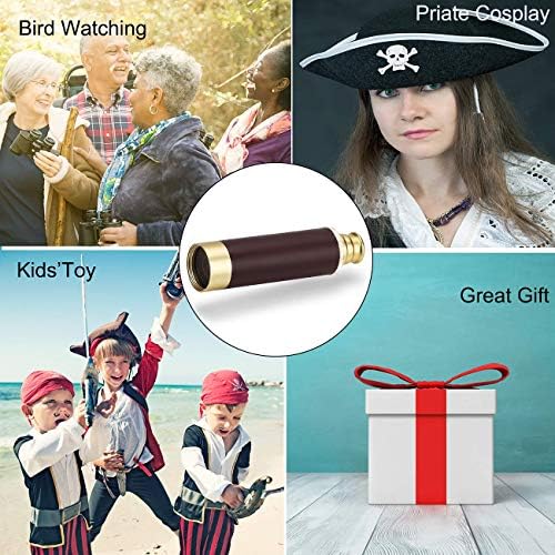 Pirate 25x30 High Powered Zoomable Collapsible Monocular Brass Spyglass Handheld Waterproof Telescope for Bird Watching Hunting Hiking Travelling