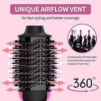 Dual Voltage Hair Dryer Brush with Negative Ion Anti-frizz Styler - Hot Air Volumizer for 110V-120V/220V-240V European and Travel Use