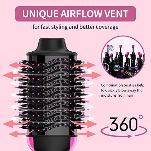 Hair Dryer Brush Blow Dryer Brush in One, Upgraded 4 in 1 Hair Dryer and Styler Volumizer with Negative Ion Anti-frizz Ceramic Titanium Barrel Hot Air Brush Hair Straightener Brush 75MM Oval Shape