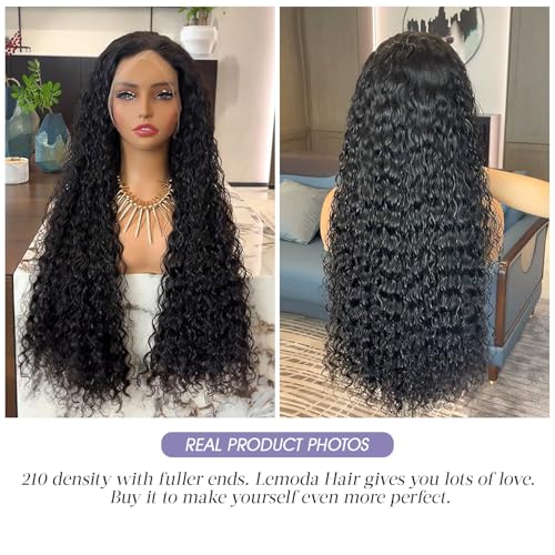 Lemoda 210% Density 13x6 Full Lace Frontal Wig Water Wave Virgin Human Hair Wigs Deep Wave 13x6 HD Lace Front Wigs For Black Women Wet and Wavy Wig 12A