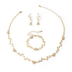 Hapibuy Crystal Necklace Earrings Bracelet Bridal Wedding Jewelry Set Rhinestone Choker Necklace For Women Brides Gold Color