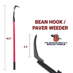BULLY TOOLS Bean Hook/Paver Weeder - 7-Gauge Heavy-Duty Steel with Fiberglass Handle, Rubber Grip for Comfort, Rust-Resistant, Ideal for Pavers, Cracks and Weed Removal - 100% Made in The USA, 46.5"