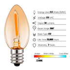Emotionlite Night Light Bulbs, Amber LED C7 Bulb, 4W-7W Equivalent, E12 Candelabra Base, Salt Lamp and Nightlight Replacement, 0.5W Amber Yellowish 2200K, 50LM, 6 Pack