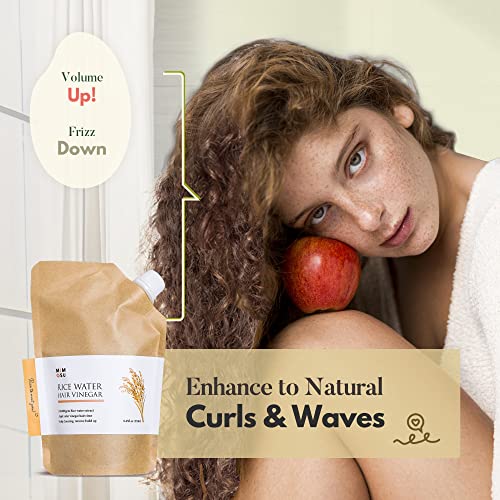 mimosu Apple Cider Vinegar Hair Rinse with Rice Water Refill 8.45oz, Hair Growth Cleansing Conditioner, Gentle Scalp Cleanser for Build Up, Glycolic Acid Dandruff Treatment