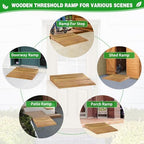 Wooden Threshold Ramp for Home Steps, 8" Rise Doorway Ramp with Non-Slip Grooves, Door Ramp for Wheelchair/Walker/Cart/Scooter, (31.4 W*8.0" H, Solid Pine Wood, 600LBS Capacity)