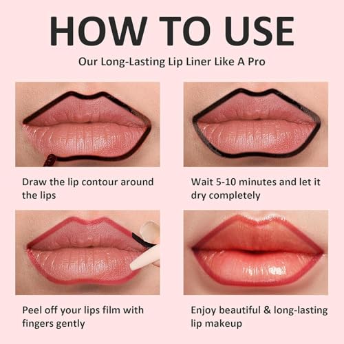 Peel off Lip Stain, Peel off Lip Liner, Peel off Lip Liner Stain, 5 Colors Lip Stain Peel off Tint Tattoo Color Waterproof Long-Lasting, Non-stick Cup (02)