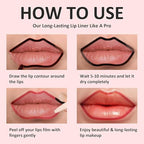 Peel off Lip Stain, Peel off Lip Liner, Peel off Lip Liner Stain, 5 Colors Lip Stain Peel off Tint Tattoo Color Waterproof Long-Lasting, Non-stick Cup (02)