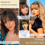 ORIGEN Clip in Bangs Real Human Hair Clip on Wispy Bangs Fringe with Temples Hairpieces Fake Front Bangs Extensions for Women Yellow Blonde Color