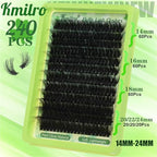 Fluffy Lash Clusters Kit 14-24mm Thick Long Cluster Eyelash Extensions Kit 180D D Curl Volume DIY Lash Extension 240pcs Soft Wispy Individual Lashes Kit with Bond and Seal Lash Tweezers, by Kmilro