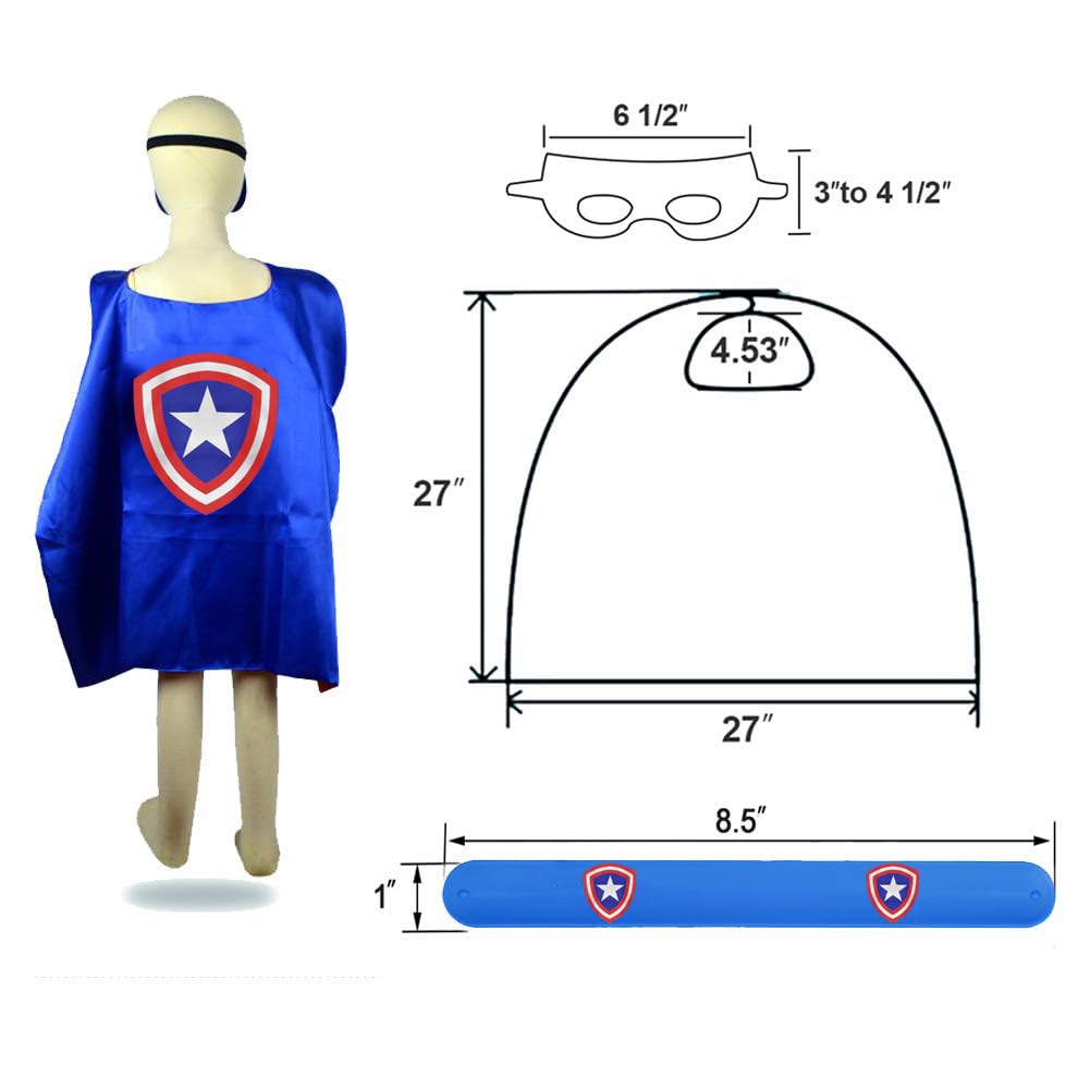 KARAZZO Kids Capes Set and Wristbands Boys Girls Costumes for Halloween Christmas Cosplay Dress Up (8-PACK CAPES SET)