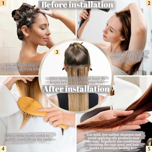 Tape in Hair Extensions Human Hair 20pcs Remy Hair Extensions 18 Inch Auburn Brown Straight Invisible Human Hair Tape in Extensions Skin Weft Tape Extensions Human Hair (#A33,18 Inch)