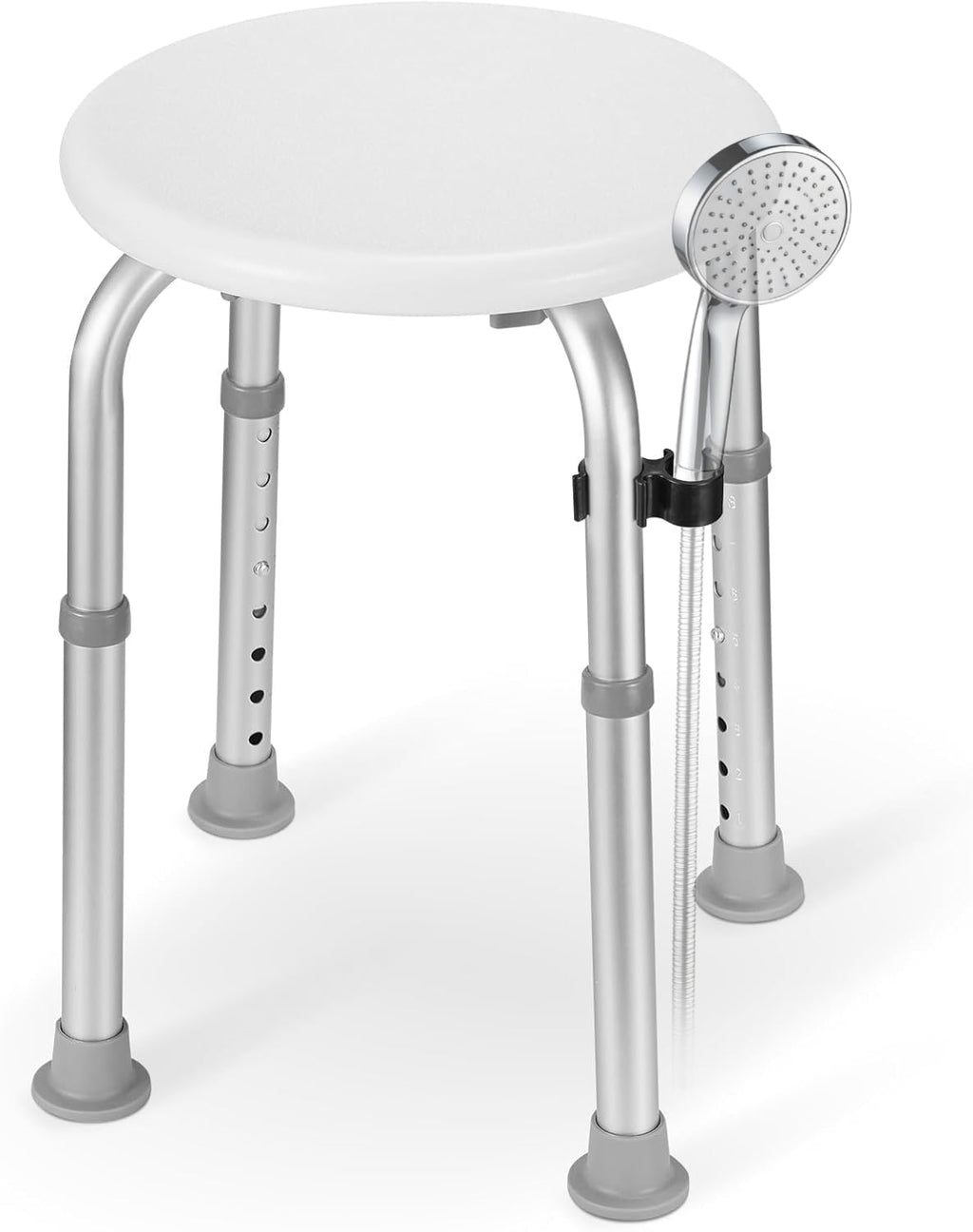 Careboda Adjustable Bath Chair for Inside Shower, Shower Stool with Upgraded Aluminium, Tool-Free Assembly, 8 Adjustable Heights for Seniors, Elderly, Pregnant, Handicap & Disabled Gray