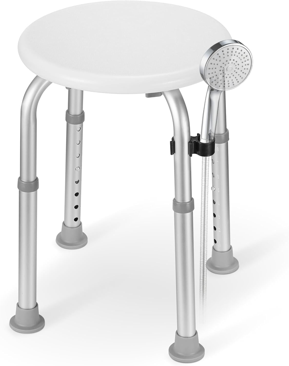 Careboda Adjustable Bath Chair for Inside Shower, Shower Stool with Upgraded Aluminium, Tool-Free Assembly, 8 Adjustable Heights for Seniors, Elderly, Pregnant, Handicap & Disabled Gray