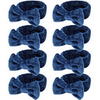 Ondder Spa Headband for Washing Face 8 Pack Navy Blue Skincare Headbands for Women Girls Terry Cloth Cute Bow Head Bands