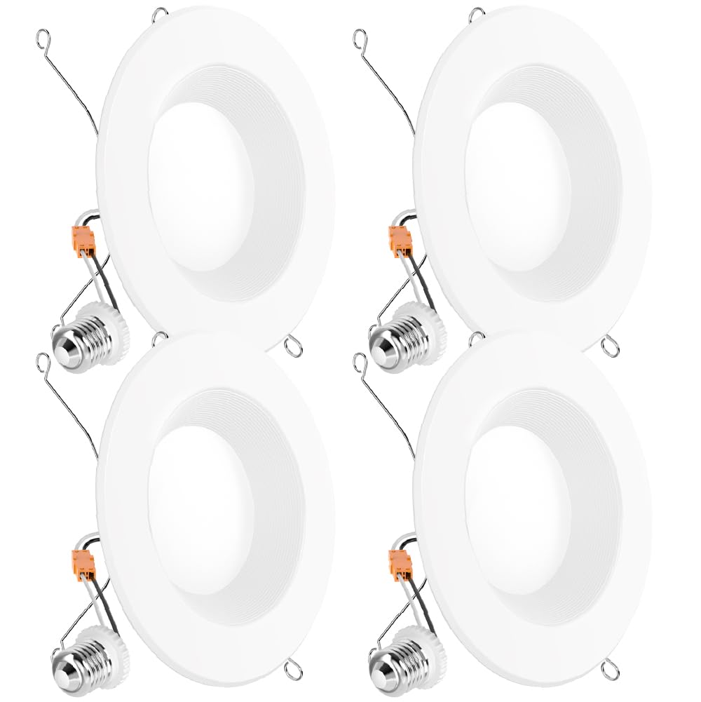 Sunco Retrofit LED Recessed Lighting 6 Inch, Downlight Can Lights for Ceiling, Baffle Trim, 965 LM, 13W (120W Equivalent), 4000K Cool White, Dimmable, Damp Rated UL 4 Pack.