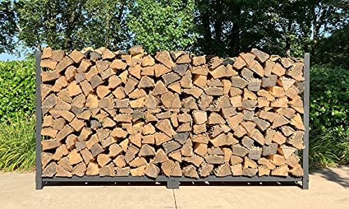 Woodhaven 8 Foot 1/2 Cord Firewood Log Rack With No Cover - Made In USA - Outdoor Use Lifetime Structural Warranty - Black Texture Powder Coat Finish - Made With Heavy Duty Steel (No Cover)