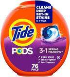 Tide PODS Liquid Laundry Detergent Soap Pacs, Powerful 3-in-1 Clean in One Step, He Compatible, Spring Meadow Scent, 76 Count